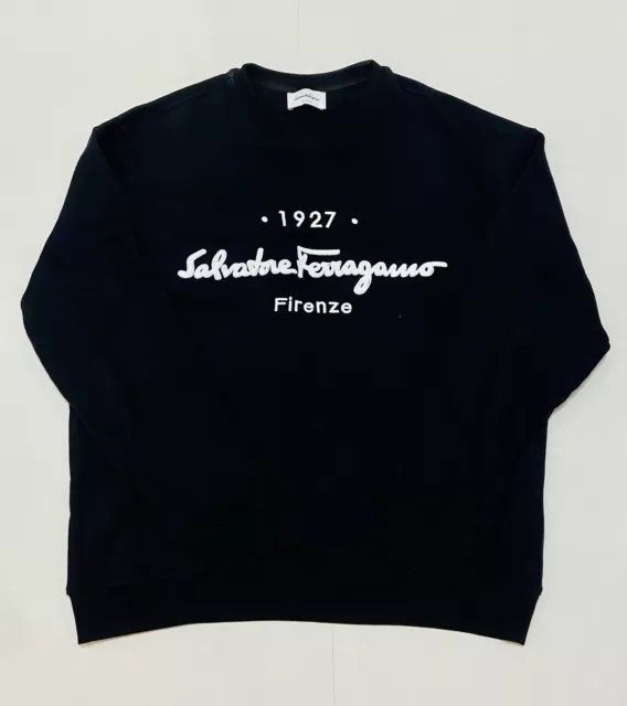 Salvatore Ferragamo Unisex Sweater/ Jumper - Black, Size Small, Textured Logo