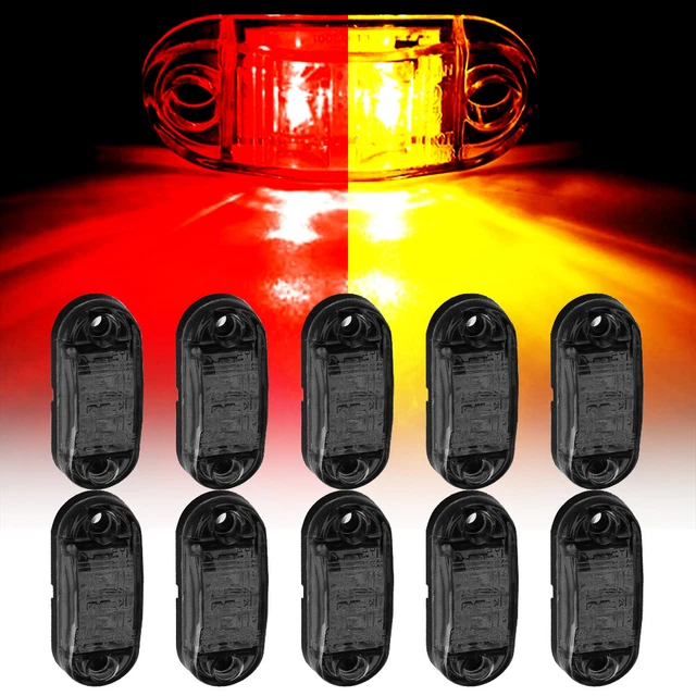 5x Amber+ 5x Red LED Truck Trailer RV Oval 2.5" Side Clearance Marker Lights ANE
