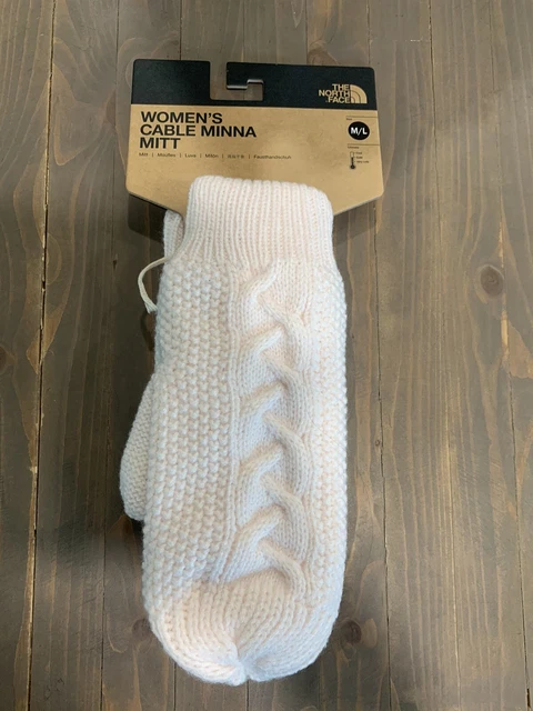 NWT The North Face Women's Cable Knit Minna Mitt Gardenia White, M/L