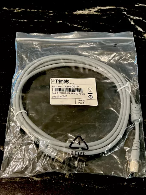 NEW Trimble Cable 2.5m Hirose 6 pin to PC USB Cable Part # 73840019