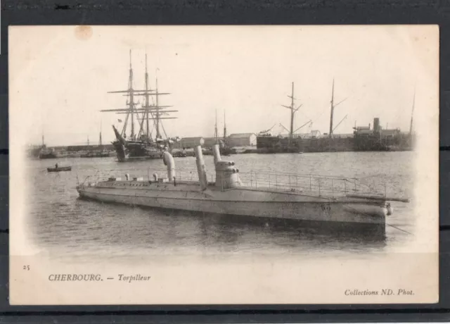 Carte Postale Militaire Cherbourg Torpilleur 