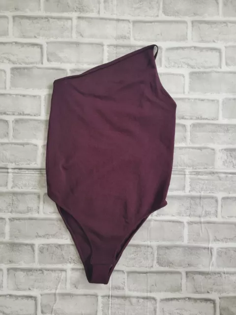 Zara Woman Size S Burgundy One Shoulder Bodysuit, Top