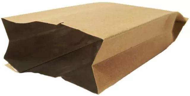 Kraft Paper Grease Proof Bags - Foil Lined - 7" X 9" X 12"  - Pack 100 -Takeaway