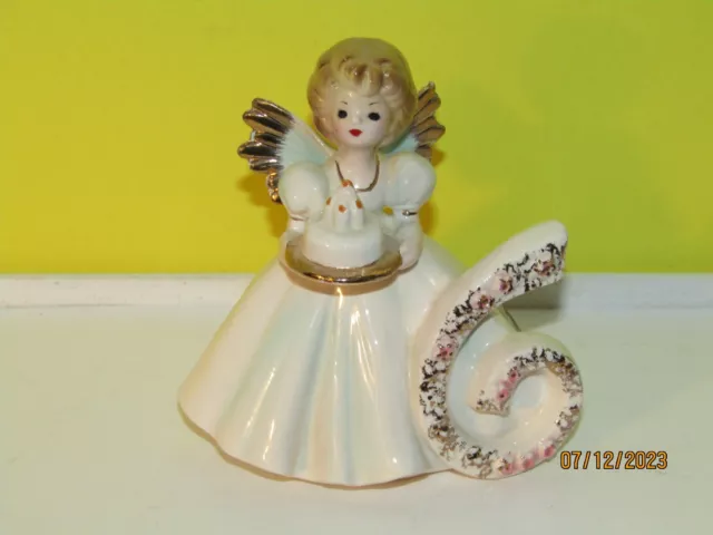 Vintage Josef Originals Ceramic Birthday Angel Girl Figurine Age 6 Japan