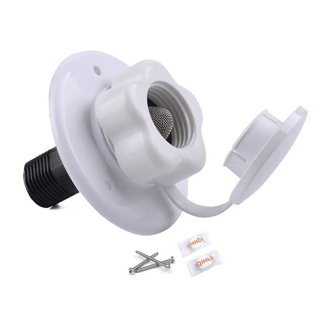 Entrée D'Eau Pour Camping-Car Avec Clapet Anti-Retour Et Coude 90° - Acier Inox 304, Filetages GHT/NPT