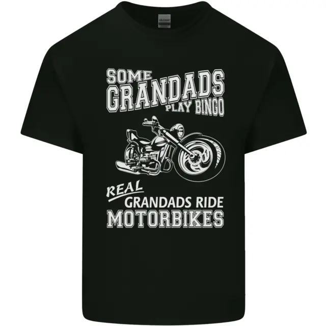 T-shirt top moto nonno bingo biker moto uomo cotone