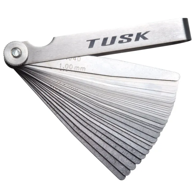 TUSK Tapered Feeler Gauge Set 32 Blade Dual Marked mm & Inch Motorcycle ATV UTV