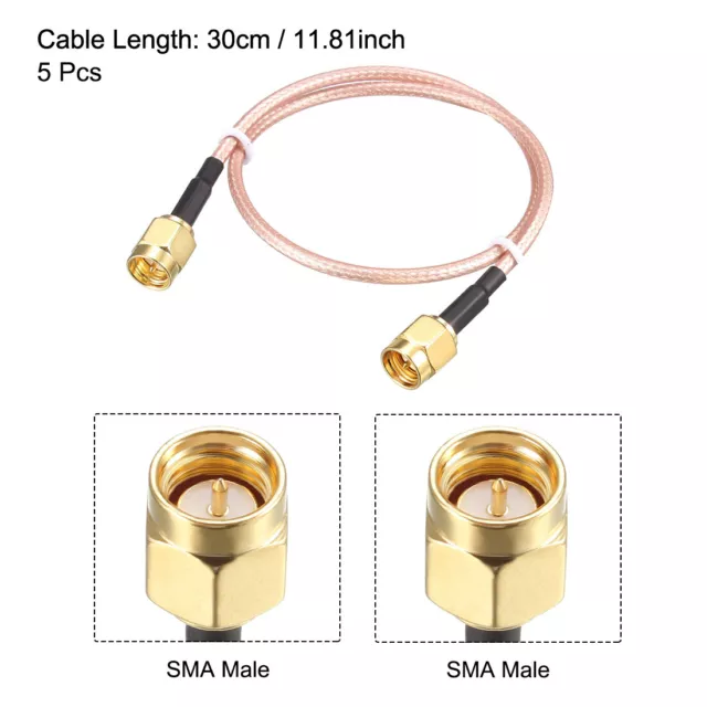 5stk. RF Koaxialkabel Verbindung Kabel RG-316, SMA Stecker auf SMA Stecker 30cm 2