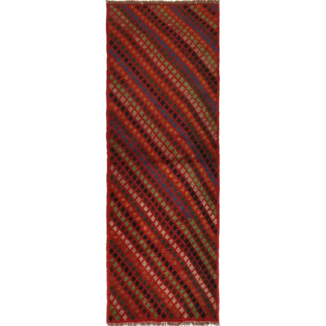 Alfombras de lana hechas a mano tradicionales afganas color rojo corredor de pasillos 2'2x6'4 ft-B19157