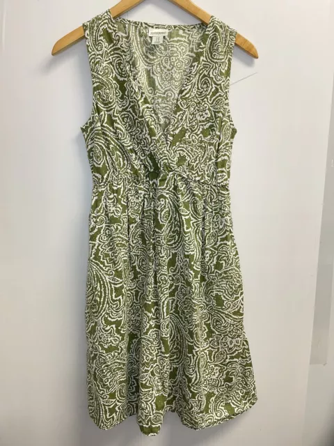 Motherhood Maternity Womens M Green Paisley Faux Wrap Dress Sleeveless Lightweig