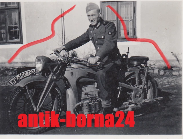 Foto Soldat Gebirgs-Division Motorrad Zündapp Kradmelder Boxer Geb.Jg. *234