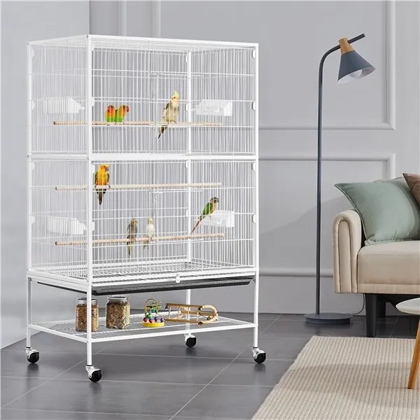 Large Parrot Cage Rolling Metal Bird Cage for Lovebird Cockatoo Conure