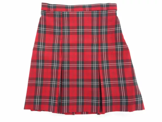 Girls A+ Red & Black Plaid Kick Pleat Uniform Skirt 1/2 Sizes 6 1/2 - 18 1/2