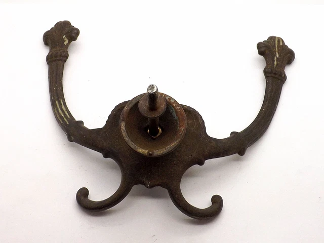 Pair Of Brass Victorian Antique Architectural Coat Hook/Robe Or Towel Wall Hook 3