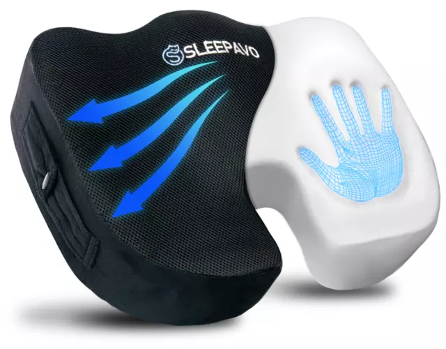 Sleepavo Memory Foam Coccyx Tailbone Cushion Orthopedic Non-Slip Chair Pillow