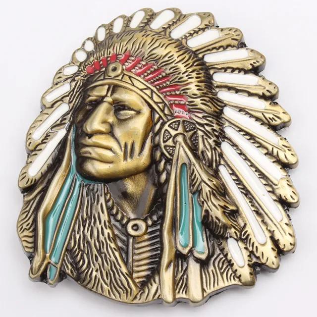 Indian Warrior Chief Belt Buckle Western Cowboy Native American (IW-05)