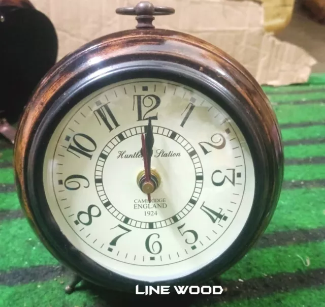 Reloj de mesa de madera antiguo hecho a mano de 5 ", reloj de escritorio,...