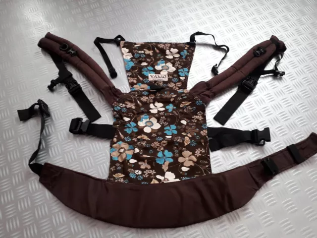 Porte bébé YAMO Baby Carrier marron et fleurs + son sac en excellent état