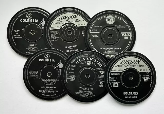 6 1960s Coasters Hand Crafted From Original Records Felt Backed And Gift Boxed
