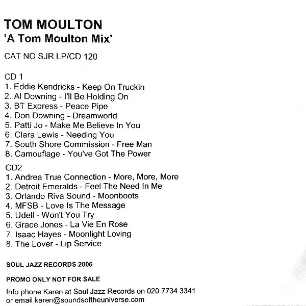 TOM MOULTON "A TOM MOULTON MIX" ULTRA RARE 2006 16-TRACK 2 x CD PROMO PACK