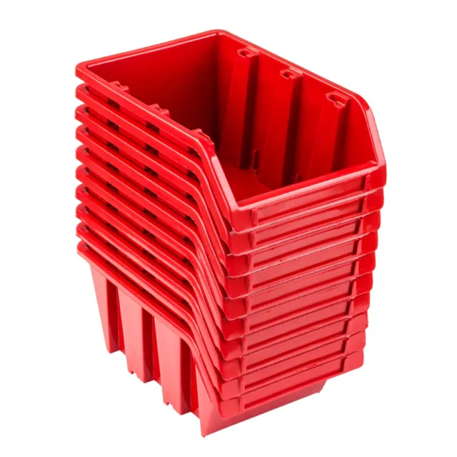 Juego de 10 cajas apilables NP4, cajas de almacenamiento rojas, cajas...