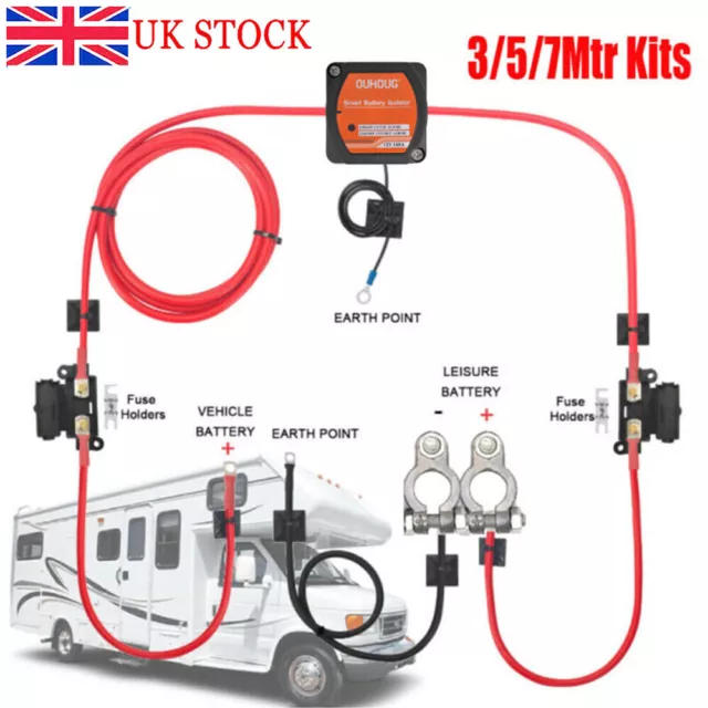 3/5/7M Split Charge Kit 12v 140AMP VSR Conversion Voltage Sense Relay Ready Made