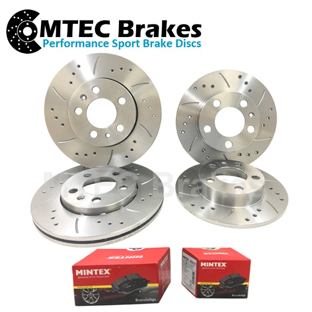MTEC Drilled & Grooved Brake Discs & Pads Kit - Front Set For Ford Fiesta Mk7 2008-2013
