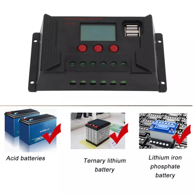 LCD PWM Solar Charge Controller 12V 24V Automatic Recognition Solar PV Charg .g