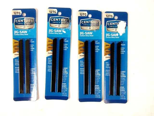 Lot of 4 Century Drill and Tool 4"  2TG Universal Shank Alloy Jig-Saw Blades 2pc