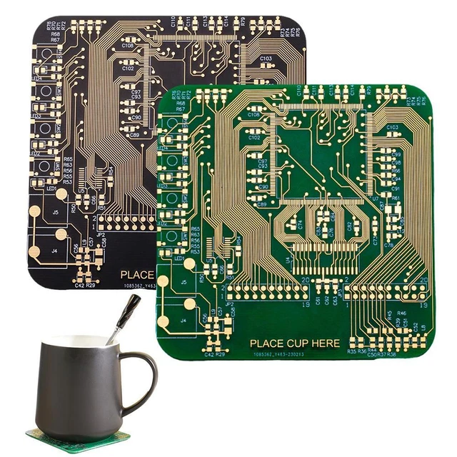 Posavasos para bebidas posavasadas verdes decoración con circuito dorado de inmersión