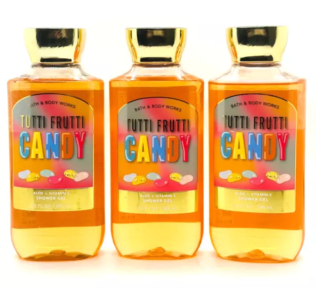 3-Pack Bath & Body Works TUTTI FRUTTI CANDY Shower Gel Wash 10 fl.oz