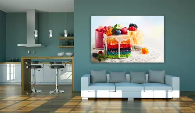 Varie fette di torta dessert arcobaleno incorniciati tela di lusso stampa immagine da parete 2