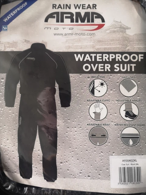 Armr Moto RainWear Moto Impermeabile Moto Moto Moto Pianta - Nero taglia S