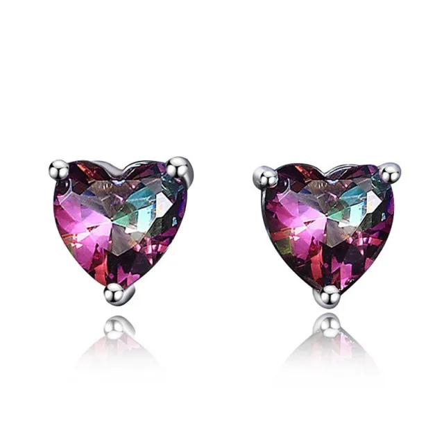 Fashion Silver Ab Zircon Heart-Shaped Pendant Earring Valentine's Day Gift
