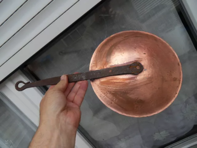 Ancien Couvercle casserole poelon cuivre cuisine vintage french copper pan lid