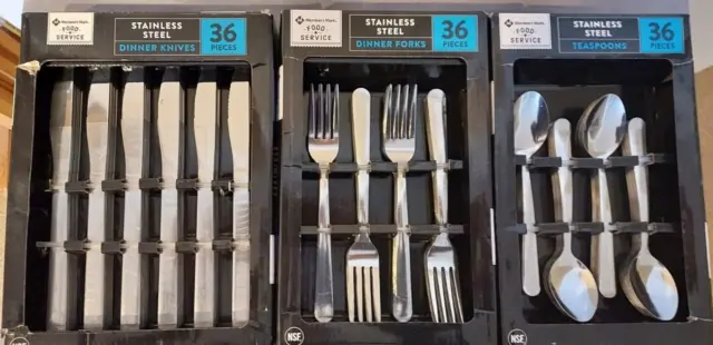 Windsor Stainless Dinner Knives(36) Forks(36) Teaspoons(36) 108 Total Pcs  New!