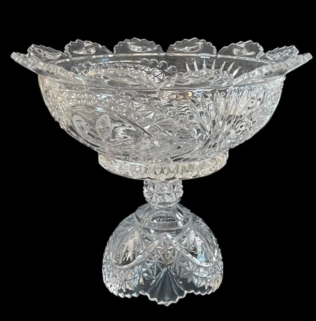 Hofbauer Byrde Collection German Glass Bowl 8.5” Tall Footed Pedestal Compote