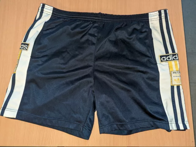 Vintage 90's Adidas Popper Shorts Navy Retro Sportswear Mens Size L