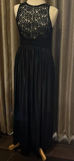 Nightcap By Carisa Rene Black Lace Top Maxi Dress Size 4