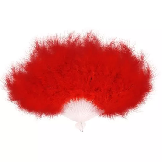 Large Deluxe Red Folding Feather Fan - Moulin Rouge Costume Fancy Dress 1920s