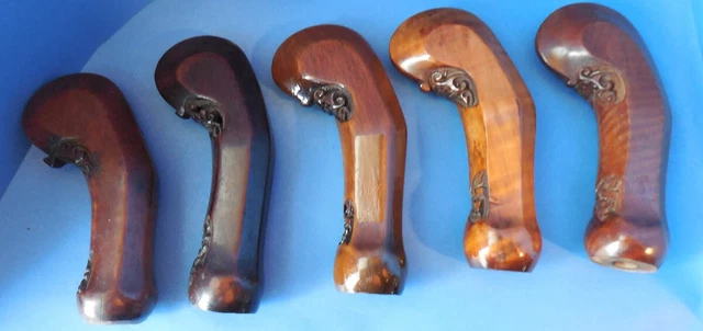 5 alte Keris- / Krisgriffe, planar, Surakarta, Java, Indonesien