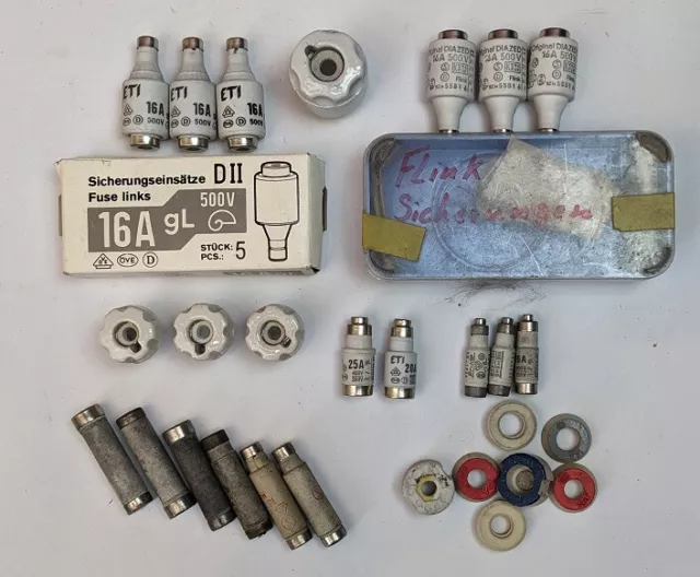 Diazed Eti 10 15 16 20A Fusibles de Sécurité Insert Fusible Collection Convolute