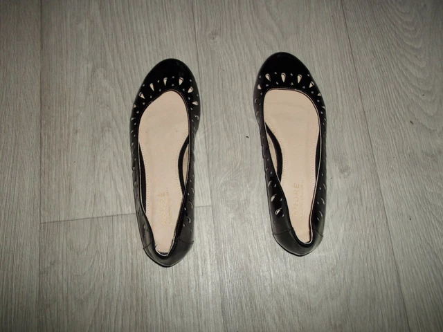 Ballerines En Cuir Noir à Paillettes Minelli - Taille 37 - Plateforme - Italie - Neuf Sans Boîte