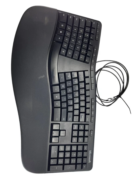 MICROSOFT LXM-00001 MODEL 1878 Wired USB Ergonomic Keyboard Black NEW ...