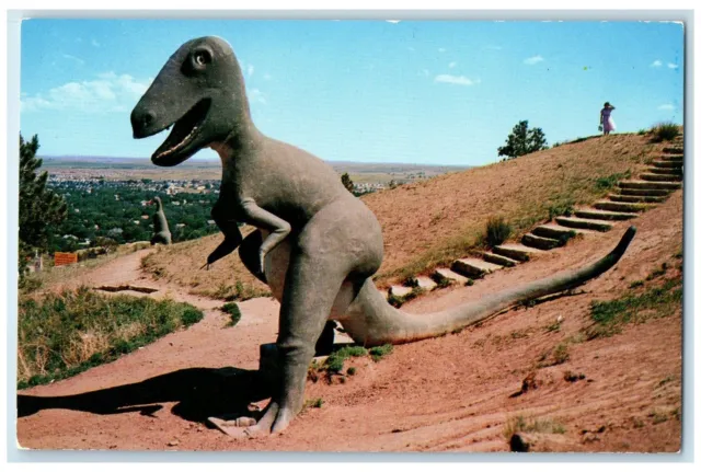 c1950 Tyrannosaurus Rex Flesh Eater 20 Feet Dinosaur Park Rapid City SD Postcard