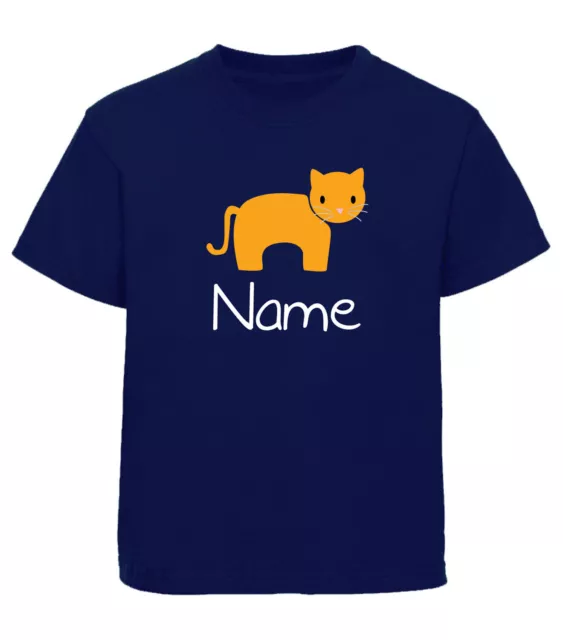 Childrens Personalised Animal Cat T-Shirt Girls Boys Top Tshirt Kids Pet Gift 2