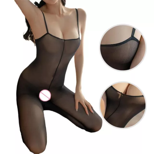 Combinaison sexy transparente dentelle noire sous-vêtements lingerie boîte de