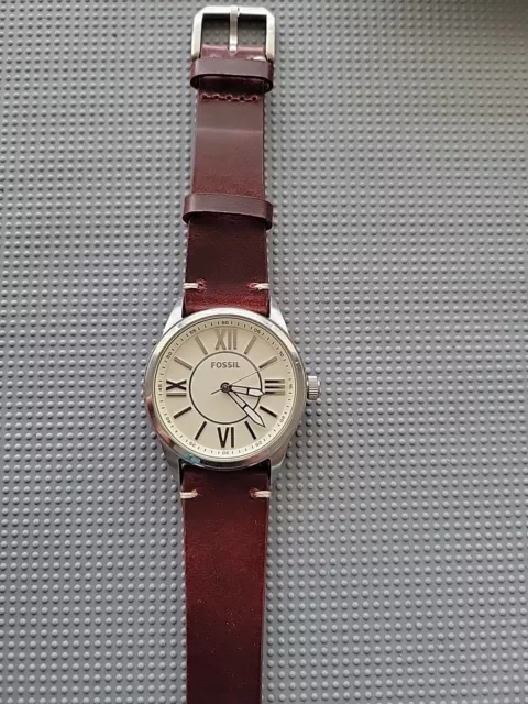 Men's Fossil BQ 1137 Grant Quartz Watch. New  Battery & Leather Strap!