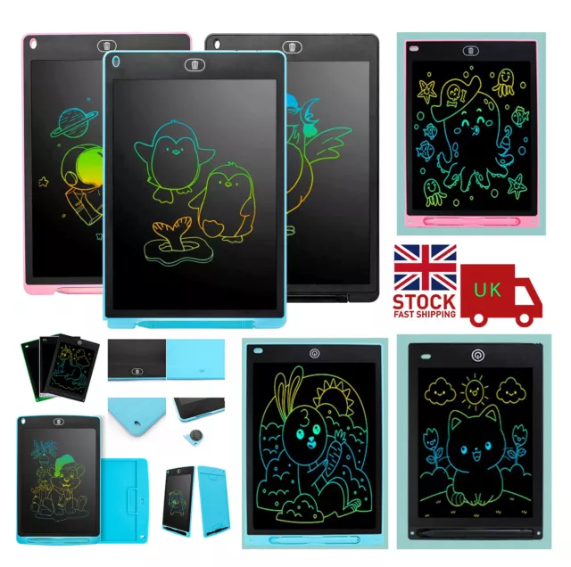 LCD Writing Tablet Multicolor Digital Drawing Board Graphic Art for Kids Gift UK