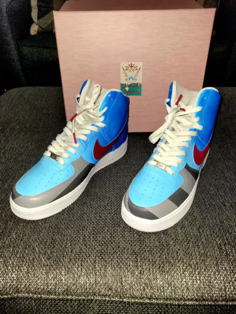 $250 NIB NEW Mens Nike Air Force 1 Royal Blue Leather Custom High Top BB  Shoes
